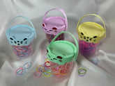 Cute bucket of rubber ponies for baby girls
